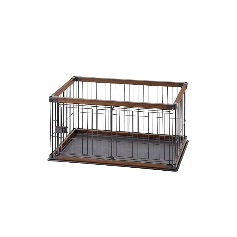 【即納】アイリスオーヤマ 犬 サークル ウッディサークル ロータイプ ウォールナット 小型犬用 幅97.5奥行66.5高さ55.5cm PWSR-960LV