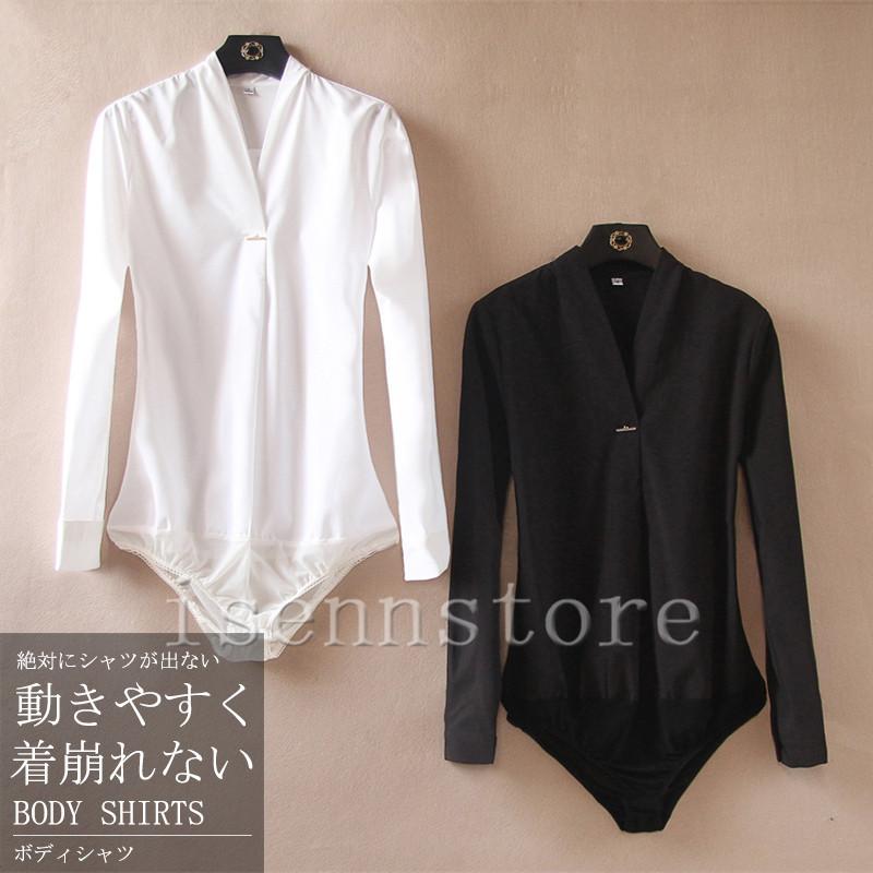【韓国ins大人気】即納制服 シャツ ブラウス ｖネック ボディシャツ レディース オフィスカジュアル 長袖 インナー 事務服 ビジネス 着崩れない ボディブリファー