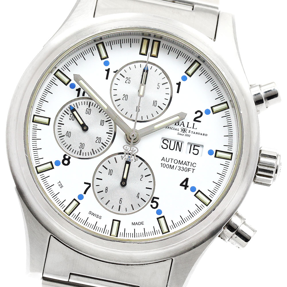 ボールウォッチ BALLWATCH CM1090C-SJ-WHBE ストークマン アイオノスフィア クロノグラフ デイデイト 自動巻き メンズ 保証書付き_883797【中古】