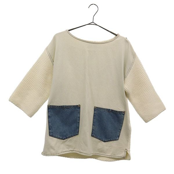 未使用 切替 5分袖 ニット XXS ホワイト セーター レディース