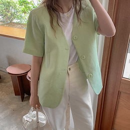 半袖のコットンとリネンのジャケット