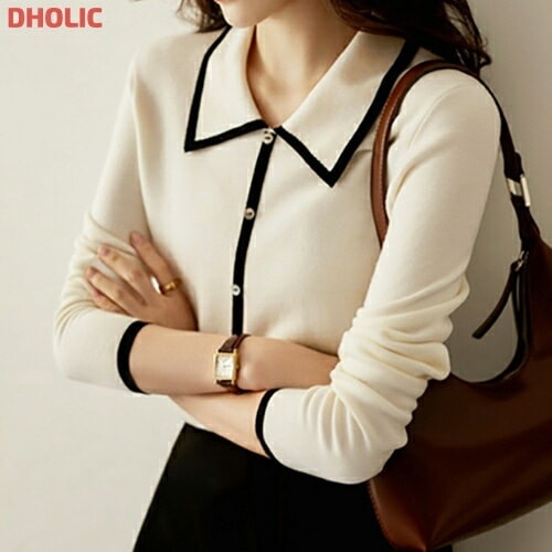 配色シングルカラーボタンニット・1897614