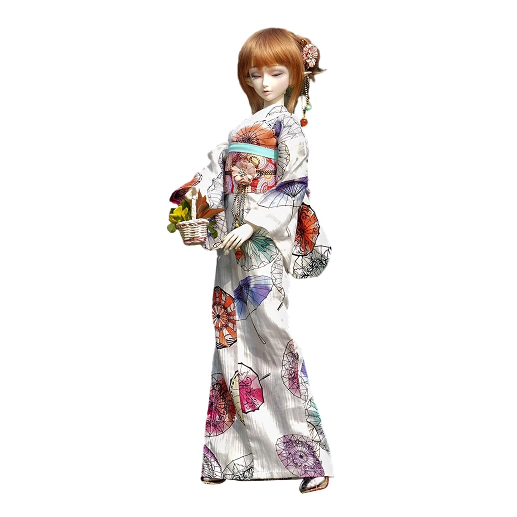 蘭亭集夢 1/3 1/4 1/6 スケール BJD 球体関節人形 服 浴衣 夏の光 女の子 着物 晴れ着 7点セット ブラック 和柄 花柄 可愛い ドール 人形服 着せ替え 服 仮装 服セット (1/