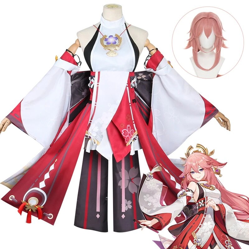 原神 げんしん コスチューム ハロウィン 八重神子 やえみこ 変装 仮装 コスプレセット ウィッグ かつら