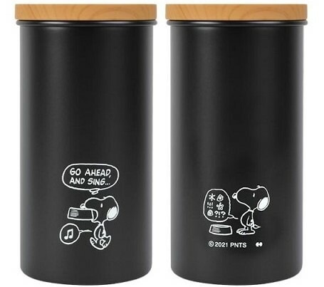 （在庫処分特価）[2個セット]大西賢製販 PEANUTS スヌーピー ステンレス キャニスター ブラック PG-2502