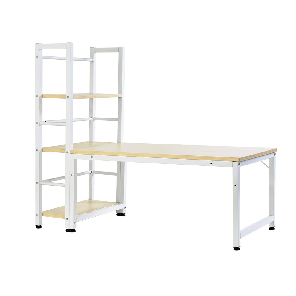 17【通常価格4800 大手バイヤー様募集中】【ナチュラル】家具专门店 ロータイプデスク パソコンデスク 実用な一体分離両用　溢れる天然木の魅力　省スペース 3段シェルフ付 座デスク ミシン台