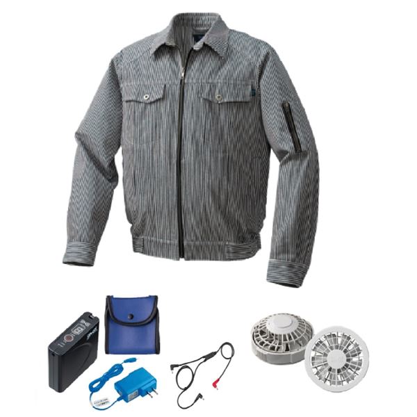 KU91960 空調服 綿/ポリ混紡 デニム調 FAN2200G/LISUPER1 黒x白 LL