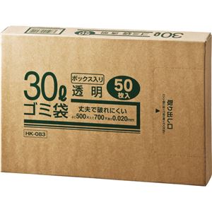 (まとめ) クラフトマン 業務用透明 メタロセン配合厚手ゴミ袋 30L BOXタイプ HK-83 1箱(50枚) (20セット)