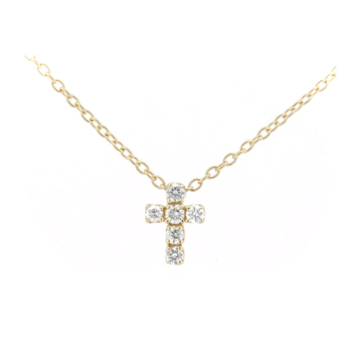 ポンテヴェキオ ダイヤモンド クロス ネックレス 0.12ct K18YG(18金 イエローゴールド) 質屋出品