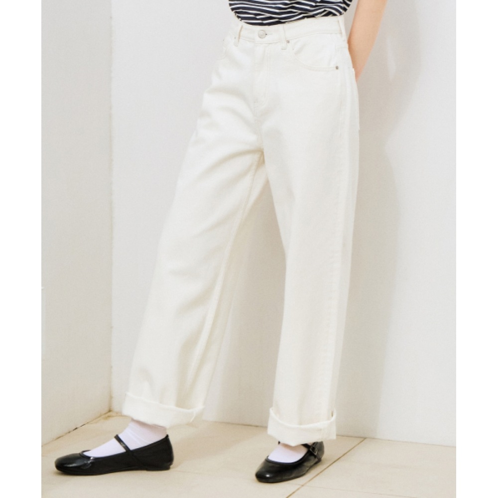 COVERNAT 女性女性ストレートデニムパンツクリーム