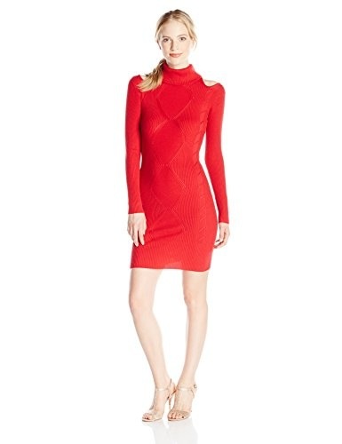 【返品送料無料】 Turtleneck Shoulder Out Cut Juniors XOXO Cable X-Large Red, Dress, Sweater Rib シフォンワンピ
