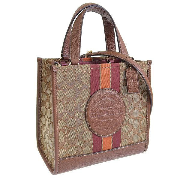 コーチ バッグ レディース ショルダーバッグ トートバッグ アウトレット レザー ブラウンマルチ デンプシー シグネチャー ジャカード ストライプ DEMPSEY TOTE22 CQ878IMVGB
