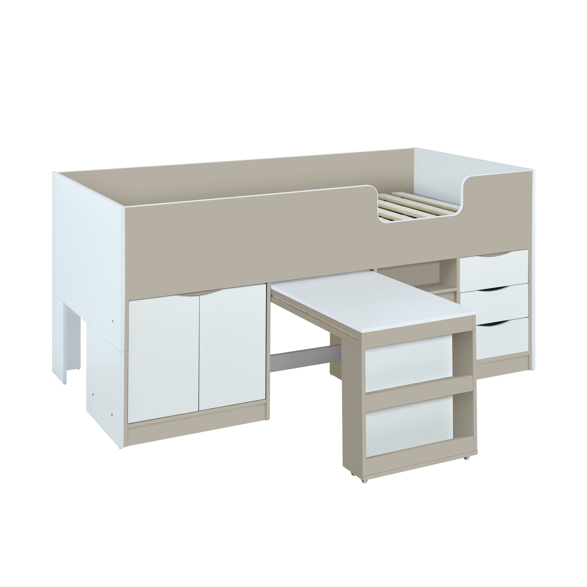 【即日発送】システムベッド ロフトベッド 階段付き S 木製 高さ100cm シングル ベッド ロータイプ ベッド デスク 本棚 机付き 学習机 コンパクト 本棚付き 木製ベッド 天然木 収納 大人