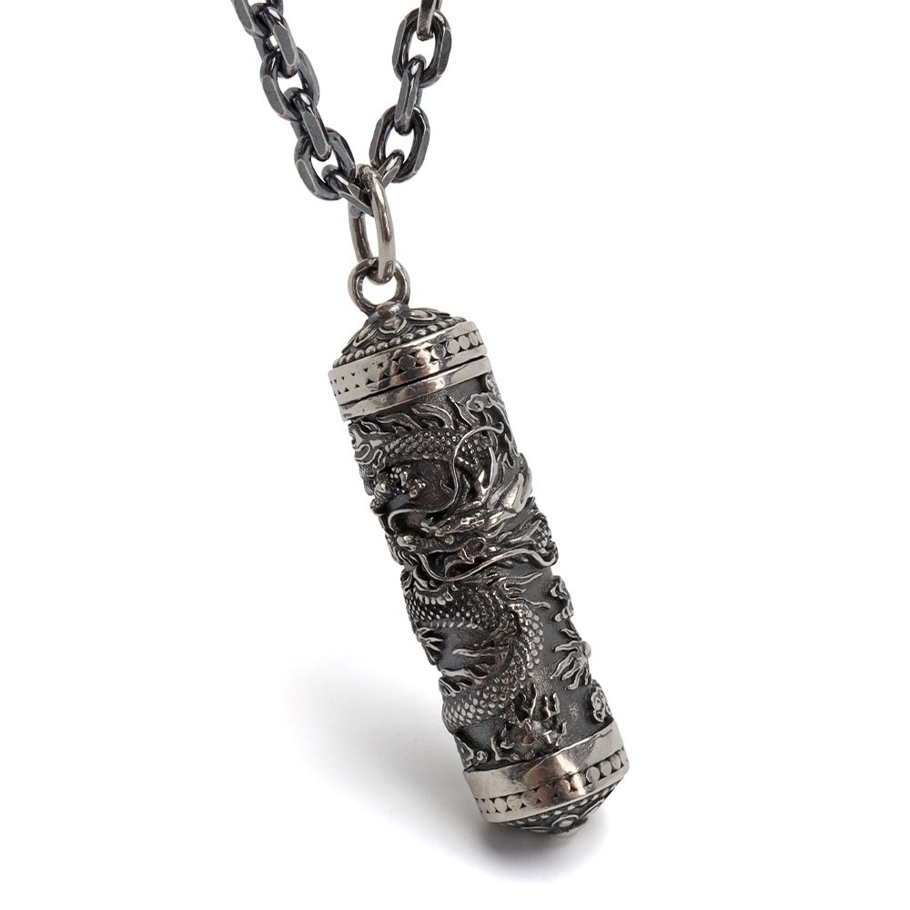 シルバー925 和彫り龍ネックレス [ns236-cs030-3mm-50cm]