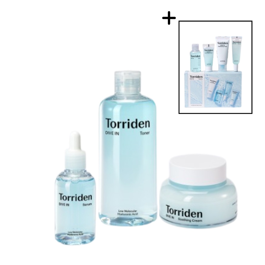 ダイブイン低分子ヒアルロン酸トナーセラムスージングクリーム3種セット(4種サンプル贈呈)