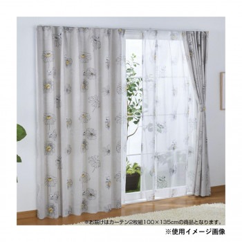 Peanuts SNOOPY スヌーピー カーテン2枚セット フラワー 100×135cm アイボリー KO-1