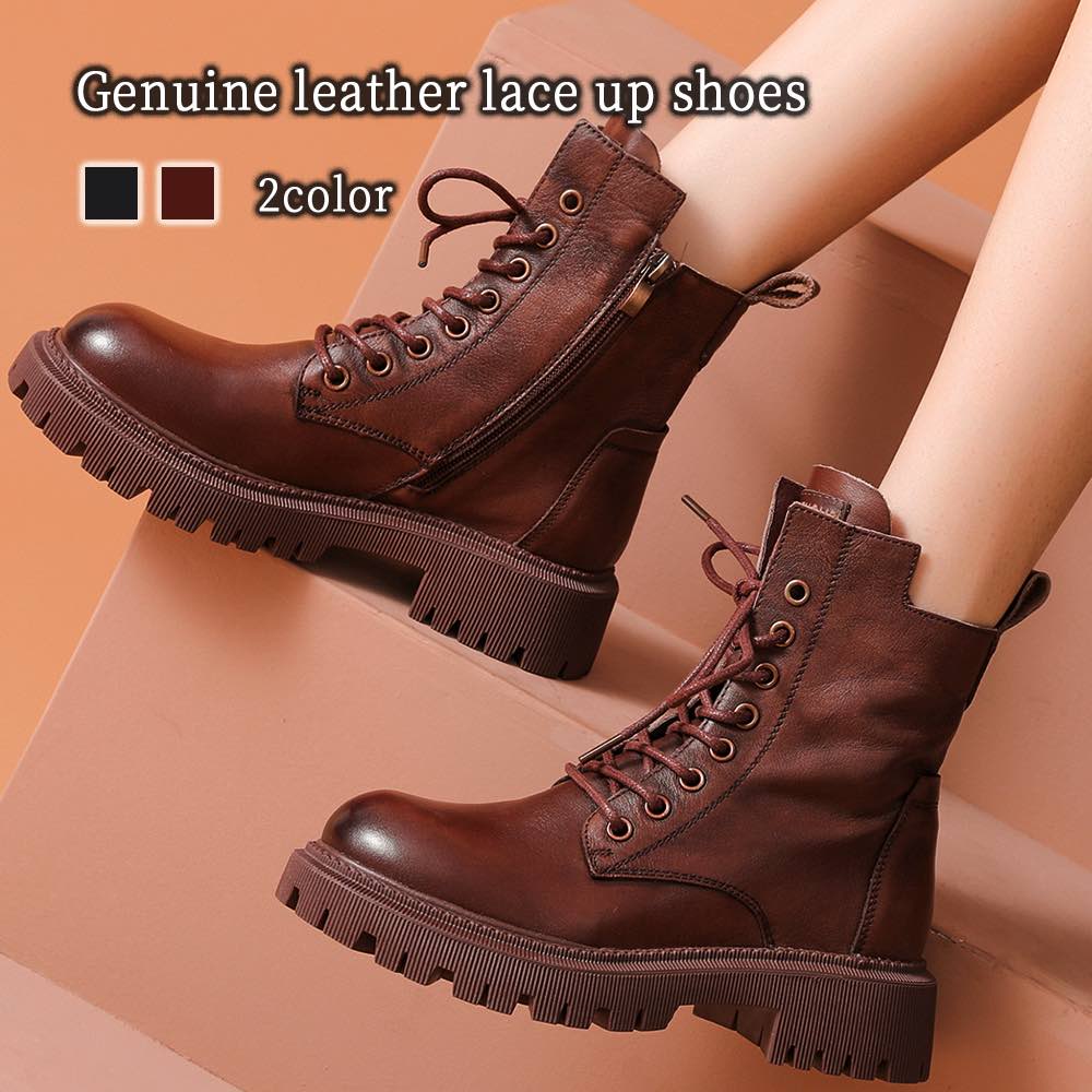 ブーツ レディース 本革レースアップシューズ 軽い 秋 兼用 ショート 4E ミドル フロント 滑らない 夏 雨 軽量 歩きやすい 厚底 撥水 スニーカー 春 レザー 靴 きれいめ ロング 革 防寒
