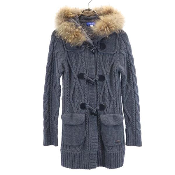 ニットジャケット 38 グレー フード付 レディース