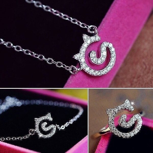 ネックレス レディース 猫 ネコ ダイヤ 小猫 2色 ホワイト ピンクゴールド シルバー925 プラ