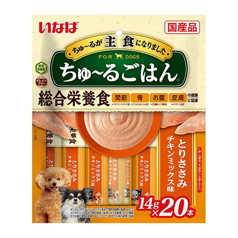 （まとめ買い）いなば ちゅるごはん とりささみ チキンミックス味 14gx20本 犬用おやつ [x4]