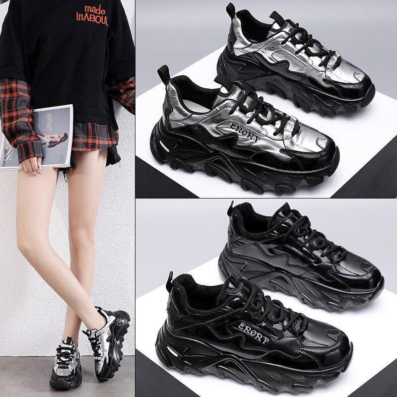 ヨーロッパ駅ネットワーク赤い靴女性insパパ秋の新しい韓国のファッション厚底スポーツシュー69