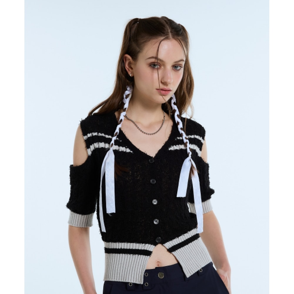 ラティジェント L1 オフショルダーニット (ブラック)