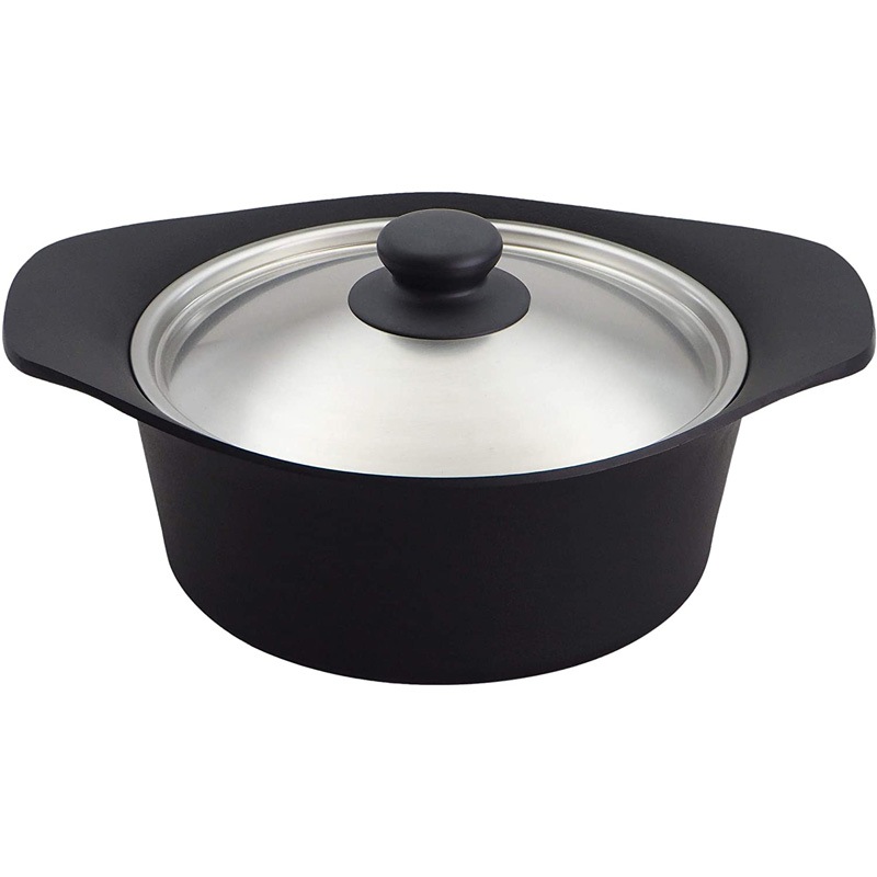 柳宗理 日本製 南部鉄器 鉄鍋 深型 22cm IH対応 ステンレスふた付き