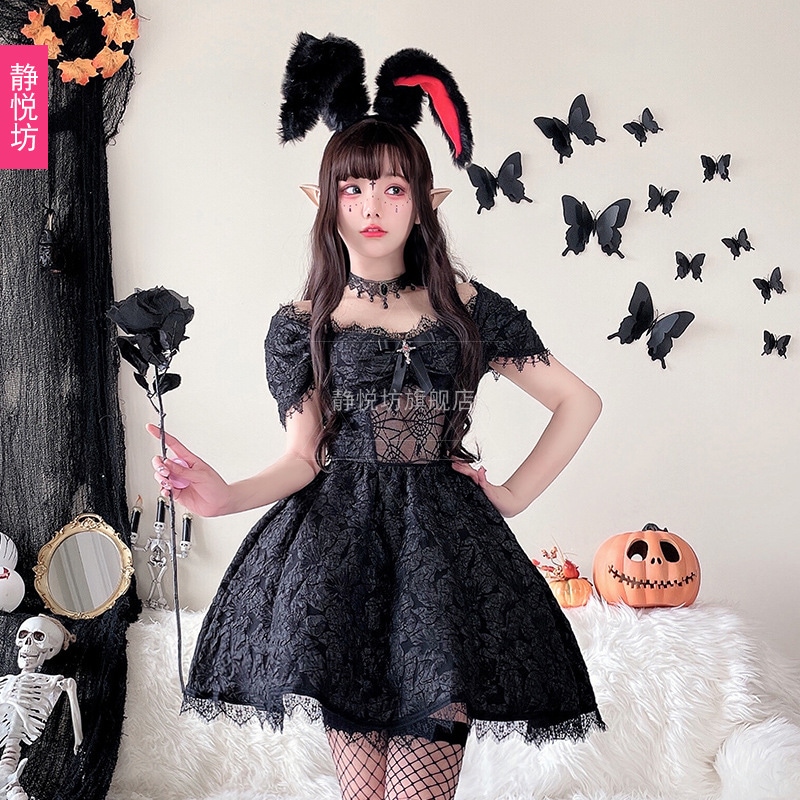 ダークドレス山本コールドスタイルゴシック小悪魔バニーコスチュームバニーガールハロウィンコスチュームDSセクシー