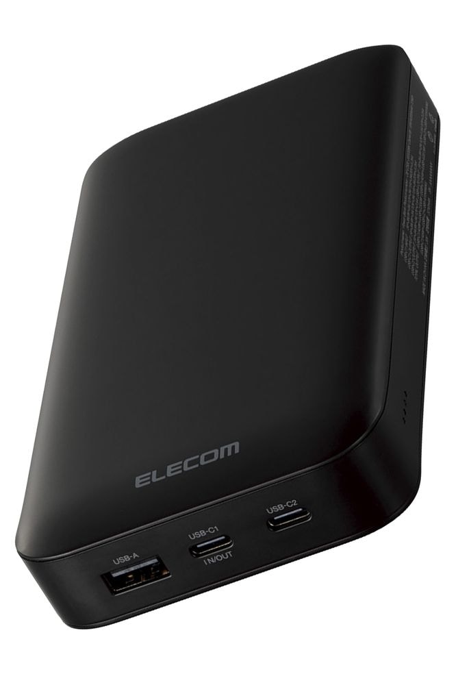 エレコム DE-C50L-20000BK モバイルバッテリー USB PD 20000mAh Type-C×2/USB-A 65W Type-C-Cケーブル付属（ブラック） DEC50L20000B