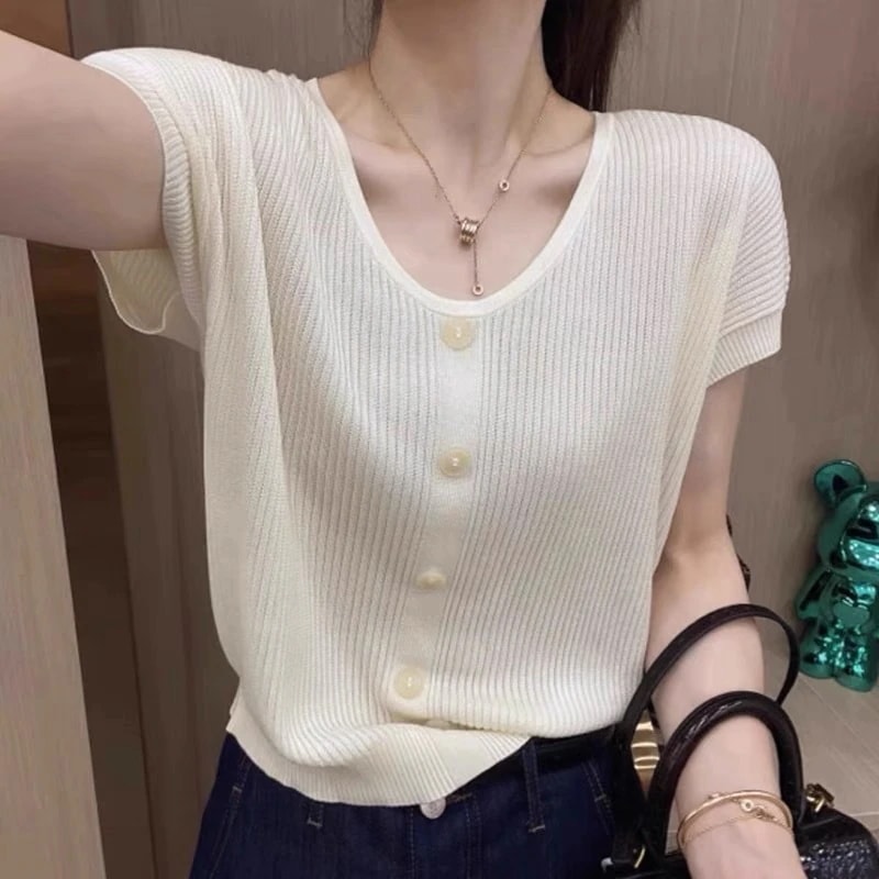 【超お得1つ買うと10個もらえる】メガ割夏でも着れる！サマーニット ニットウェア 無地半袖ニットレディース春夏ルーズ薄手ファッションTシャツ 119,295円