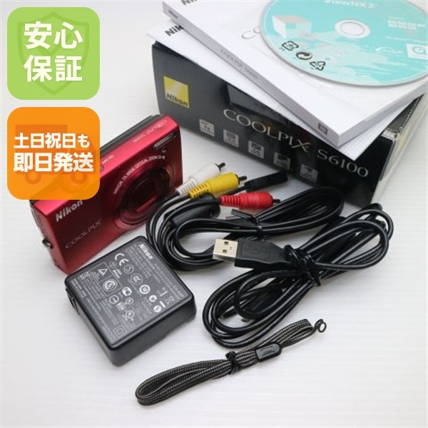 超美品 COOLPIX S6100 スーパーレッド デジカメ Nikon 183 12,358円