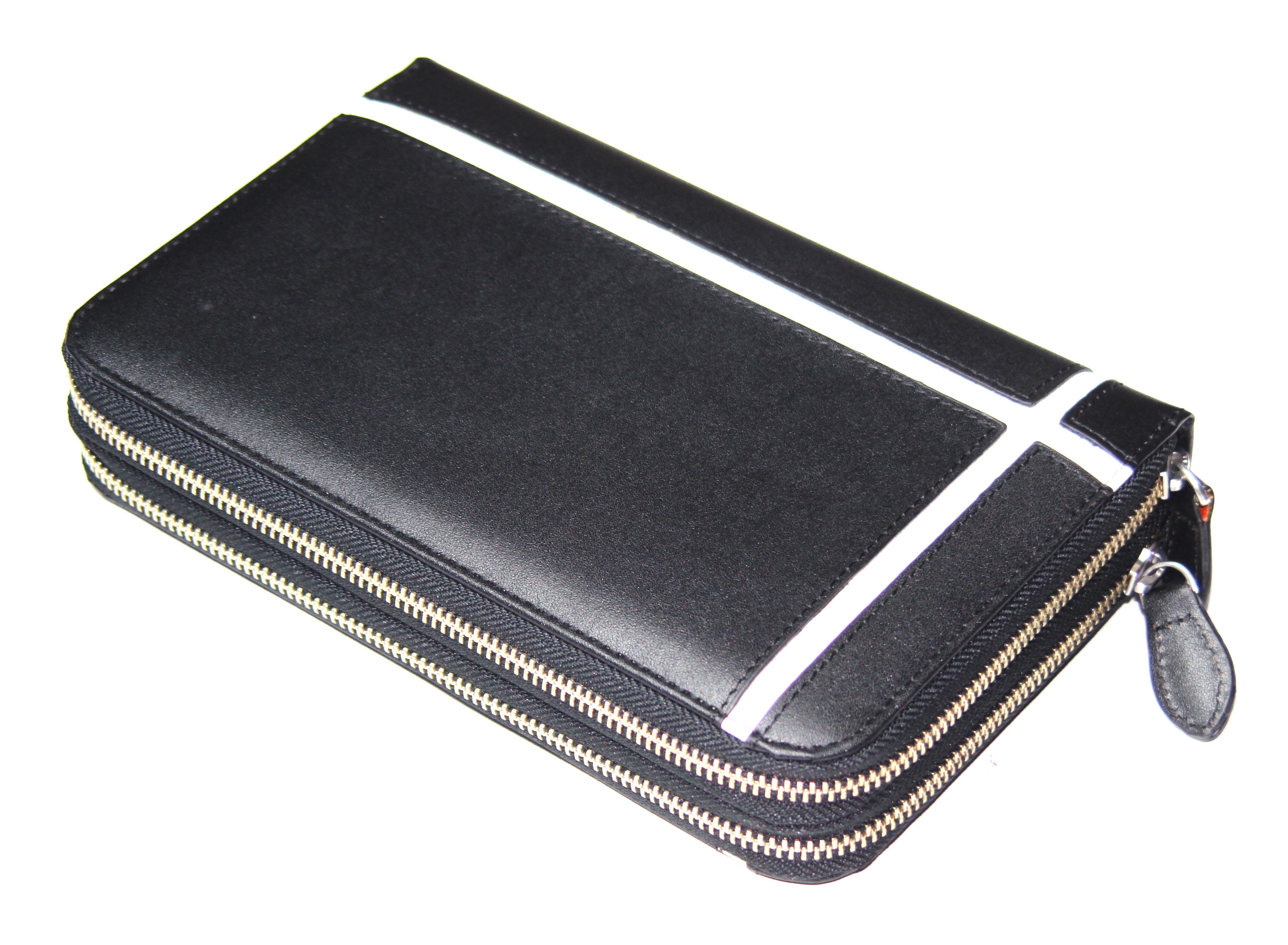 【新規OPEN】【期間限定セール】【激安】【新品未使用】馬革　ホワイトクロスライン　ダブルファスナー　BOX型　特殊モデル　セカンドクラッチバッグ　UH-1766