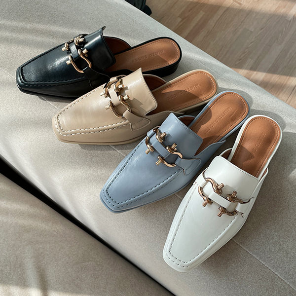 サンダル バブーシュ ビット ローファー モチーフ スクエアトゥ