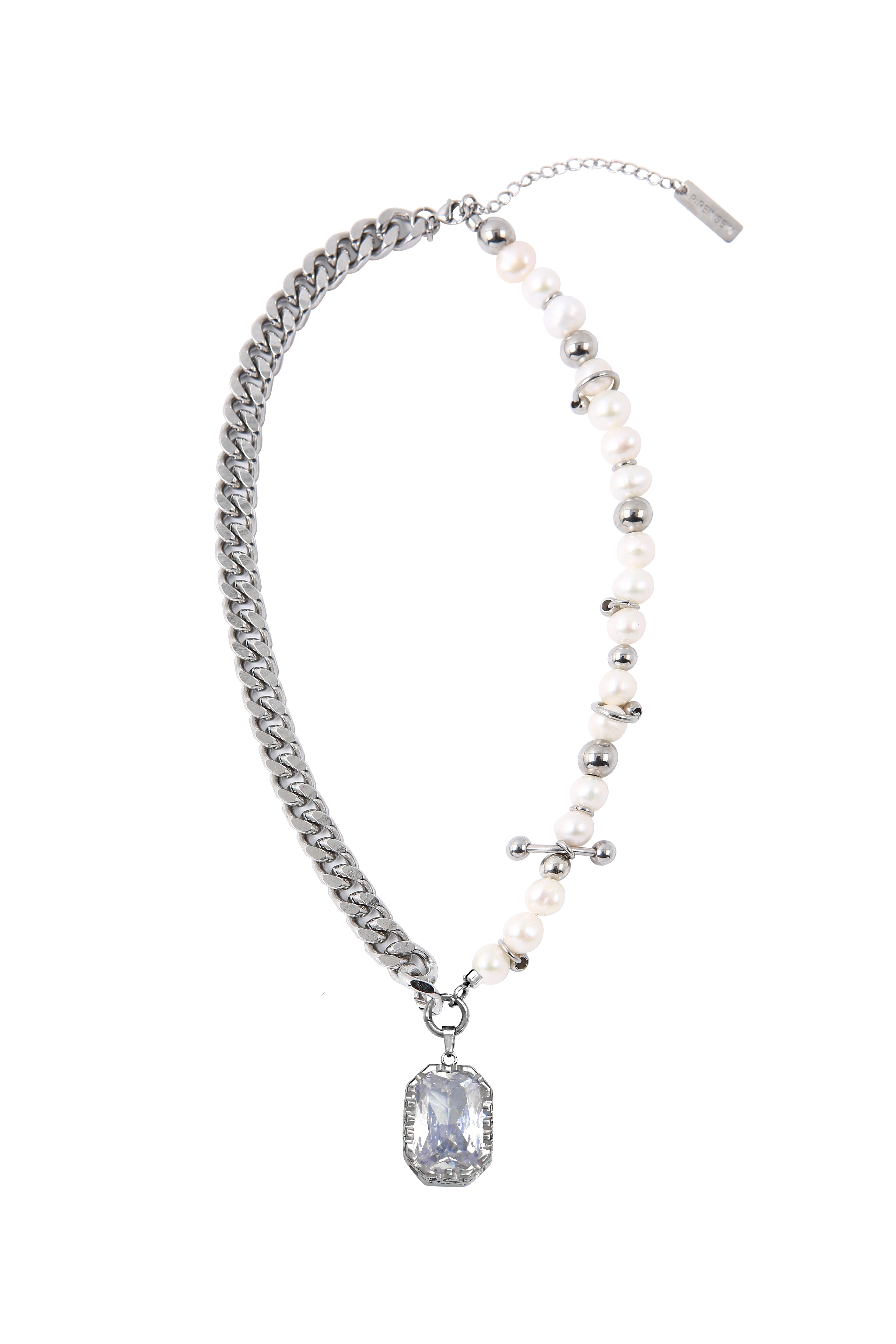 Square peircing fresh water pearl 네크리스