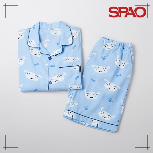 SPAO クレヨンしんちゃん 半袖パジャマ (LIGHT BLUE) かわいい 部屋着 韓国人気
