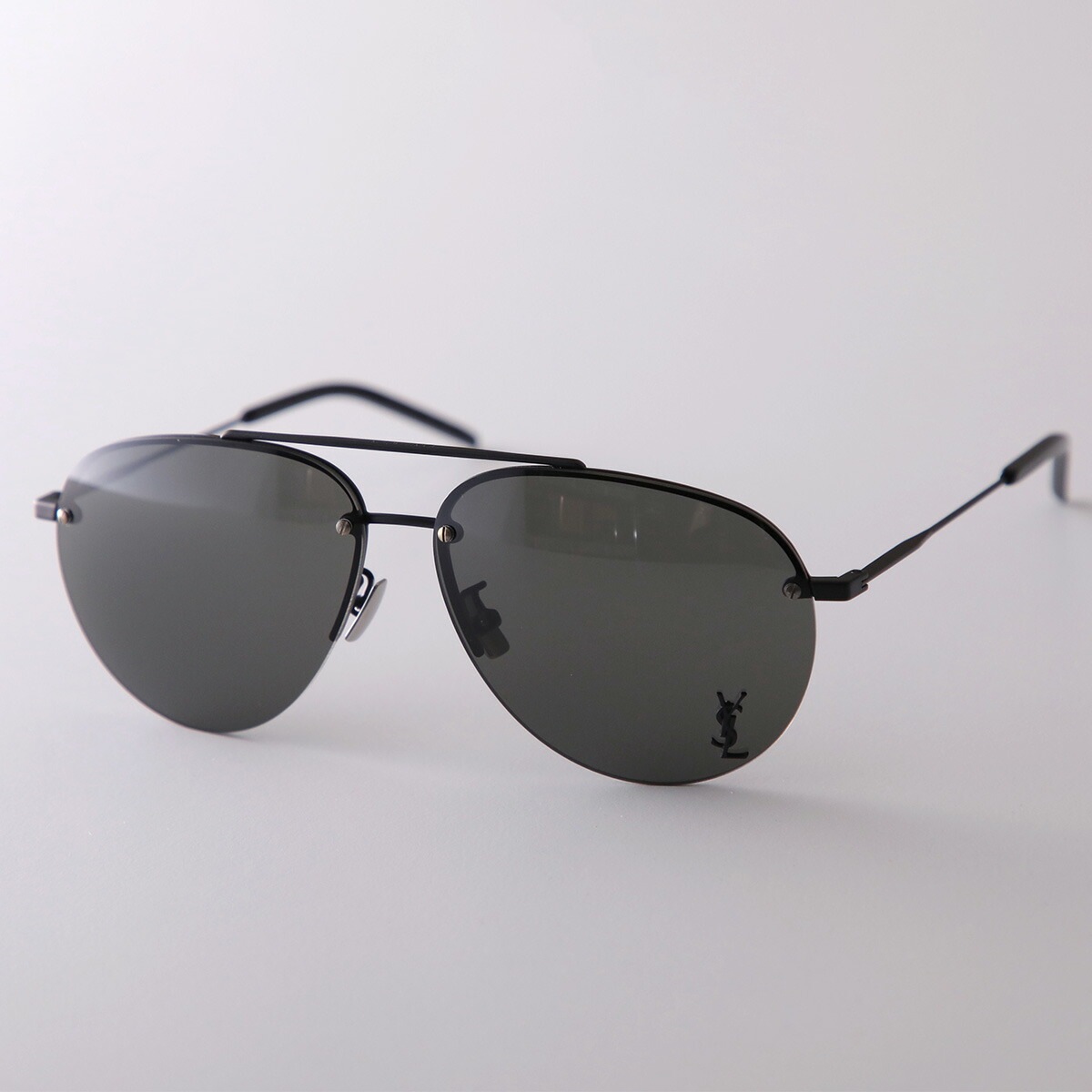 SAINT LAURENT サンローラン サングラス CLASSIC 11/F M メンズ ティアドロップ型 ダブルブリッジ メタルフレーム マットフレーム 005/BLACK-BLACK-GREY