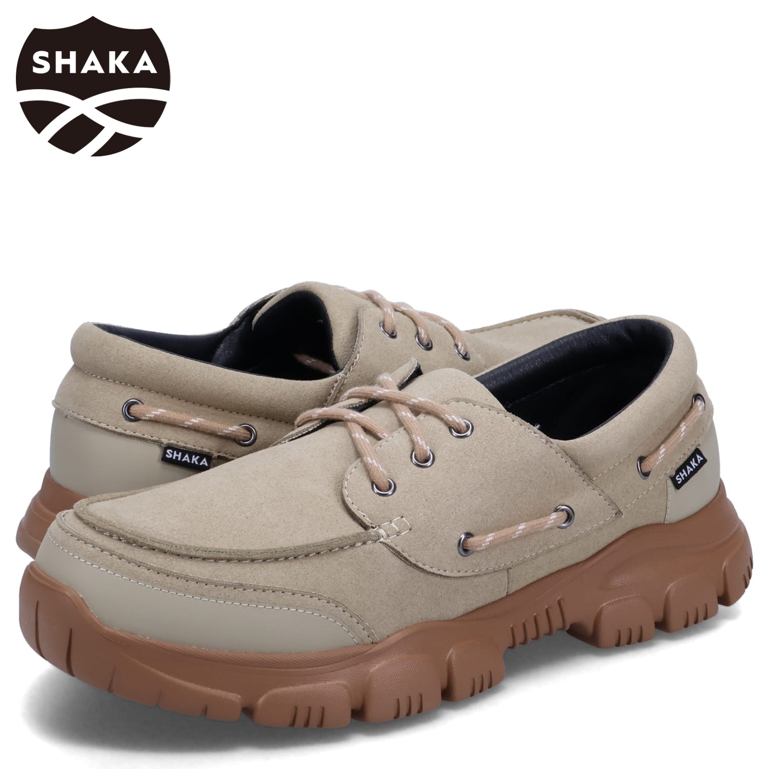 モシューズ デッキシューズ トレック キャンプ モック メンズ ベージュ SK-257