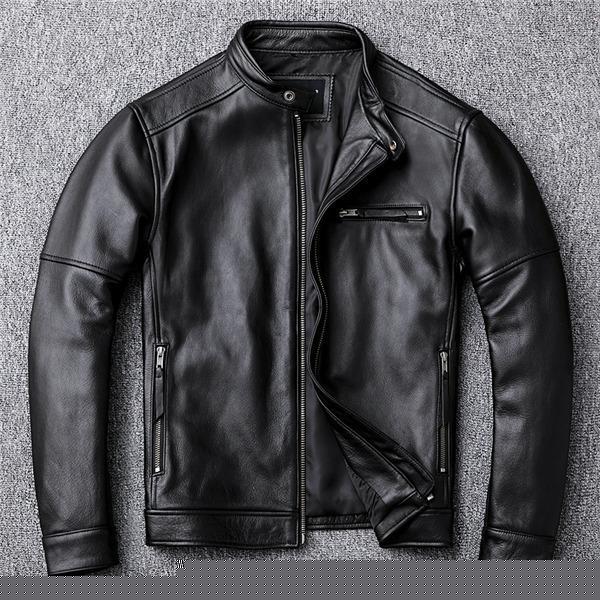 ライダースジャケット メンズ シングル 革ジャン 本革 レザージャケット 皮ジャン 立ち襟 バイク 防風 ブルゾン 秋冬 冬服 おしゃれ