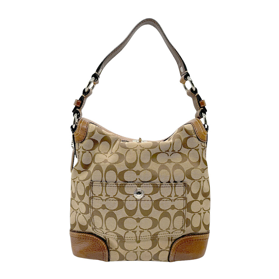 コーチ COACH ショルダーバッグ シグネチャー キャンバス/レザー ベージュ/ブラウン シルバー レディース n0589