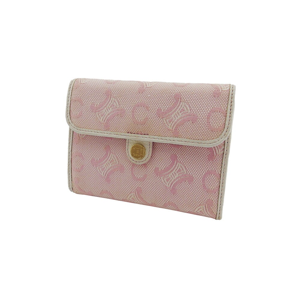 三つ折り財布 Cブラゾン ピンク　アイボリー　ゴールド レディース 中古