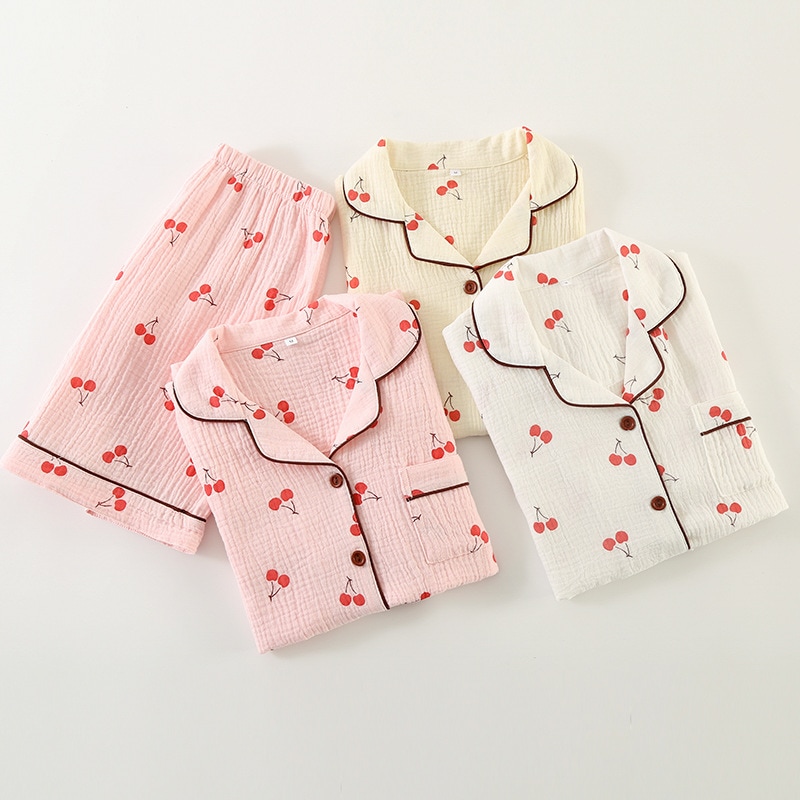 大きいサイズ パジャマ レディース 上下セット 長袖 ルームウェア 前開き 冬 秋冬 暖かい コットン 前開き マタニティ パジャマ 春夏夏の薄い泡の糸の純綿の半袖の半ズボンの女性のパジャマは柔らかく