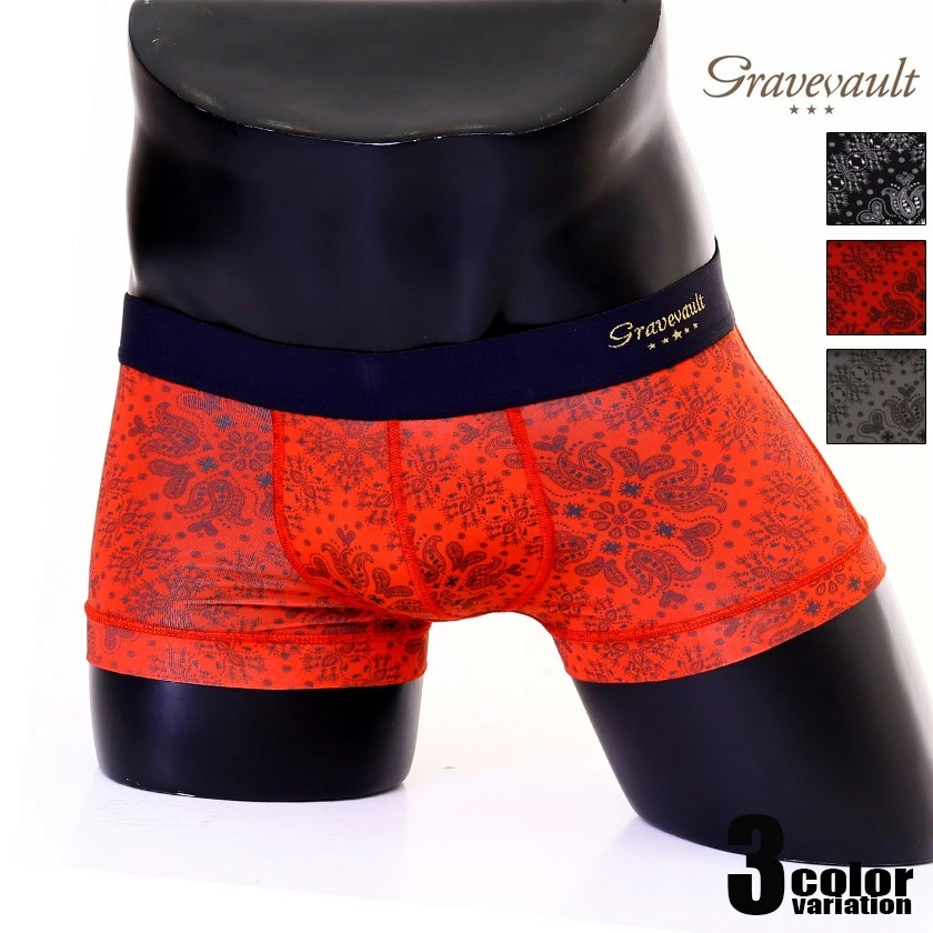 ボクサーパンツ メンズ【Gravevault/グレイブボールト】Bandana Low-rise ボクサーパンツ メンズ パンツ 男性下着 アンダーウェア