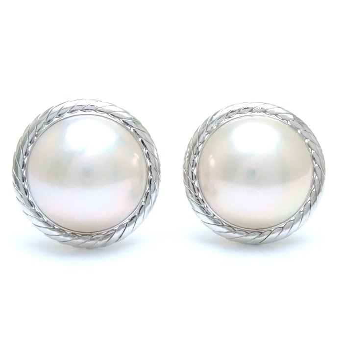 マベパール イヤリング 真珠 K14WG ホワイトゴールド/28192【中古】