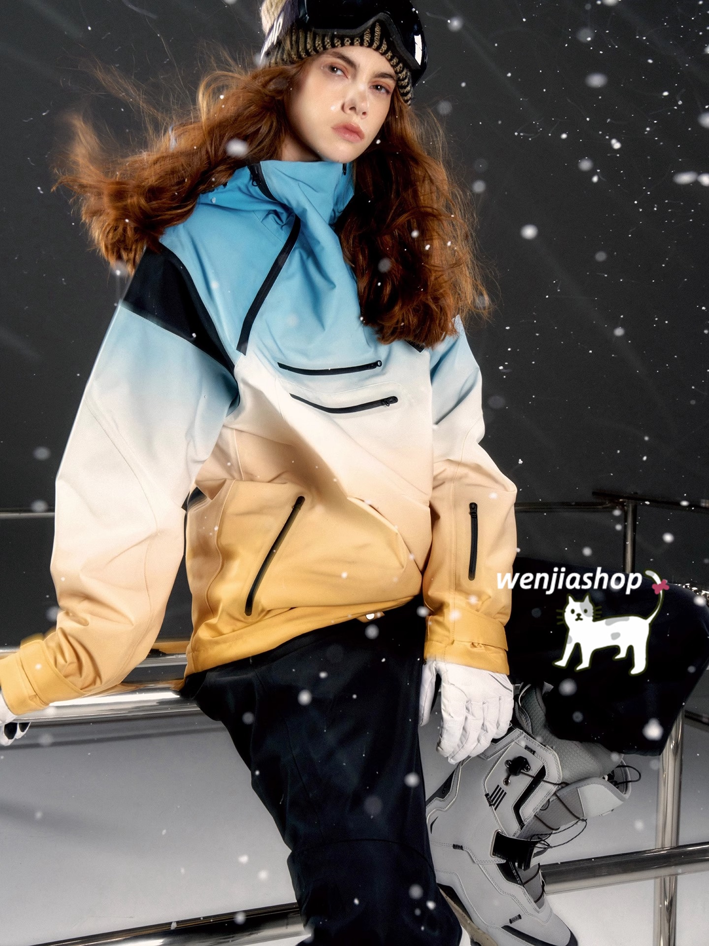 スノーボードウェア 2024 2025 単品 トップス メンズ レディース ジャケット アウター スウェット グラデーション ゆったり ウィンタースポーツ 韓国風防水 スキーウェア スノボウェア