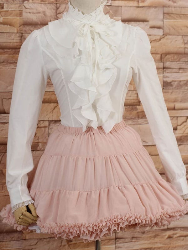 【全店任意2枚購入で100円OFF】ロリータ服トップスホワイトブラウス新作スウィート長袖パーティーレースポリエステル