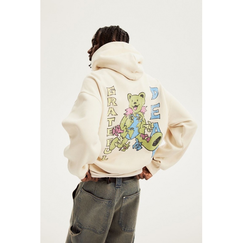 H&M オーバーサイズフィットプリントフーディーライトベージュ/グレイトフルデッド 8,314円