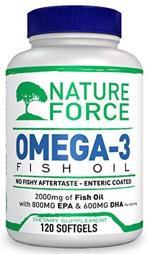 Nature Force Omega 3 Fish Oil 2000mg EPA 800mg Triple お得クーポン発行中 Fishy 最高の品質の Afterta No + 600mg Strength Burpless DHA