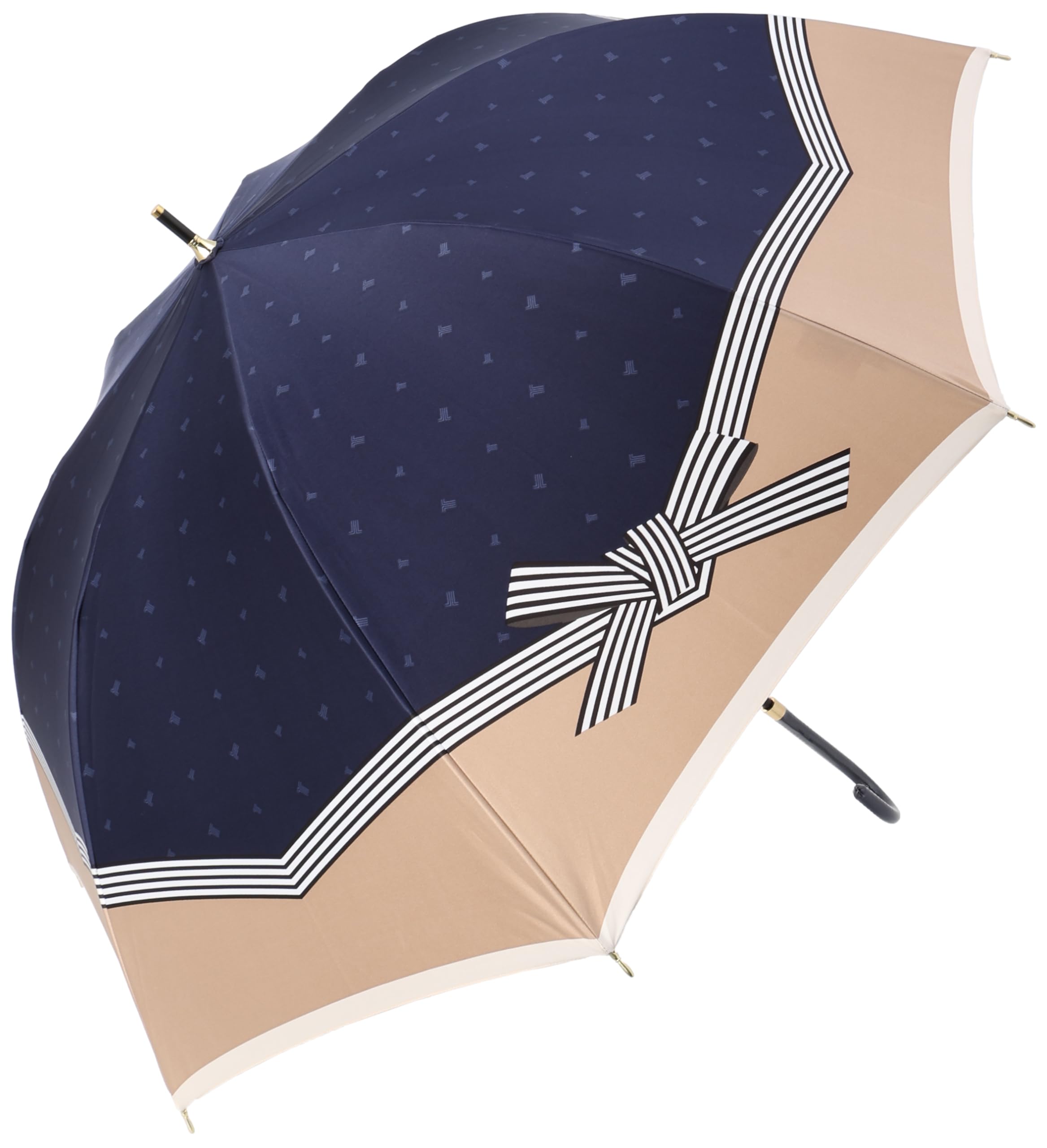 ムーンバット 【ランバン オン ブルー】 雨傘 長傘 サテン生地 耐風 ショート長傘 リボン柄 21-084-11048ブルー