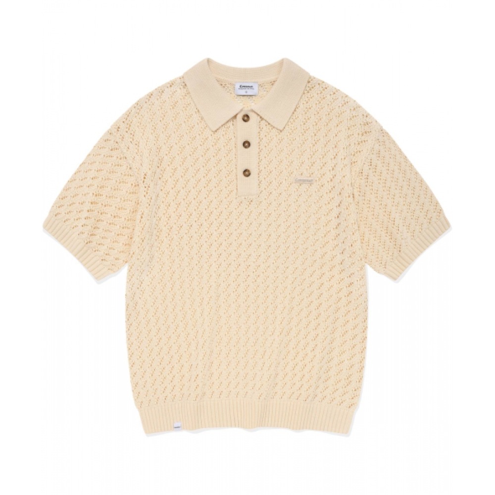 COVERNAT クロシェットカラーハーフニットクリーム