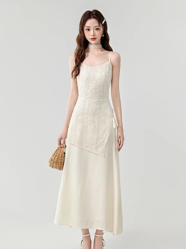 ドレス レース 刺繍 ステッチ ストラップレスドレス アシンメトリー デザイン エレガント 大人可愛い レディース パーティー デート ウェディング 二次会 フォーマル ロングドレス プレミアム おし